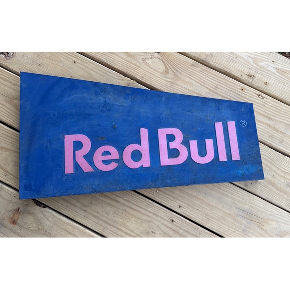 Red‎ Bull Metal Sign Vintage Advertising Display Decor Bar Garage 25x14 - Picture 1 of 6